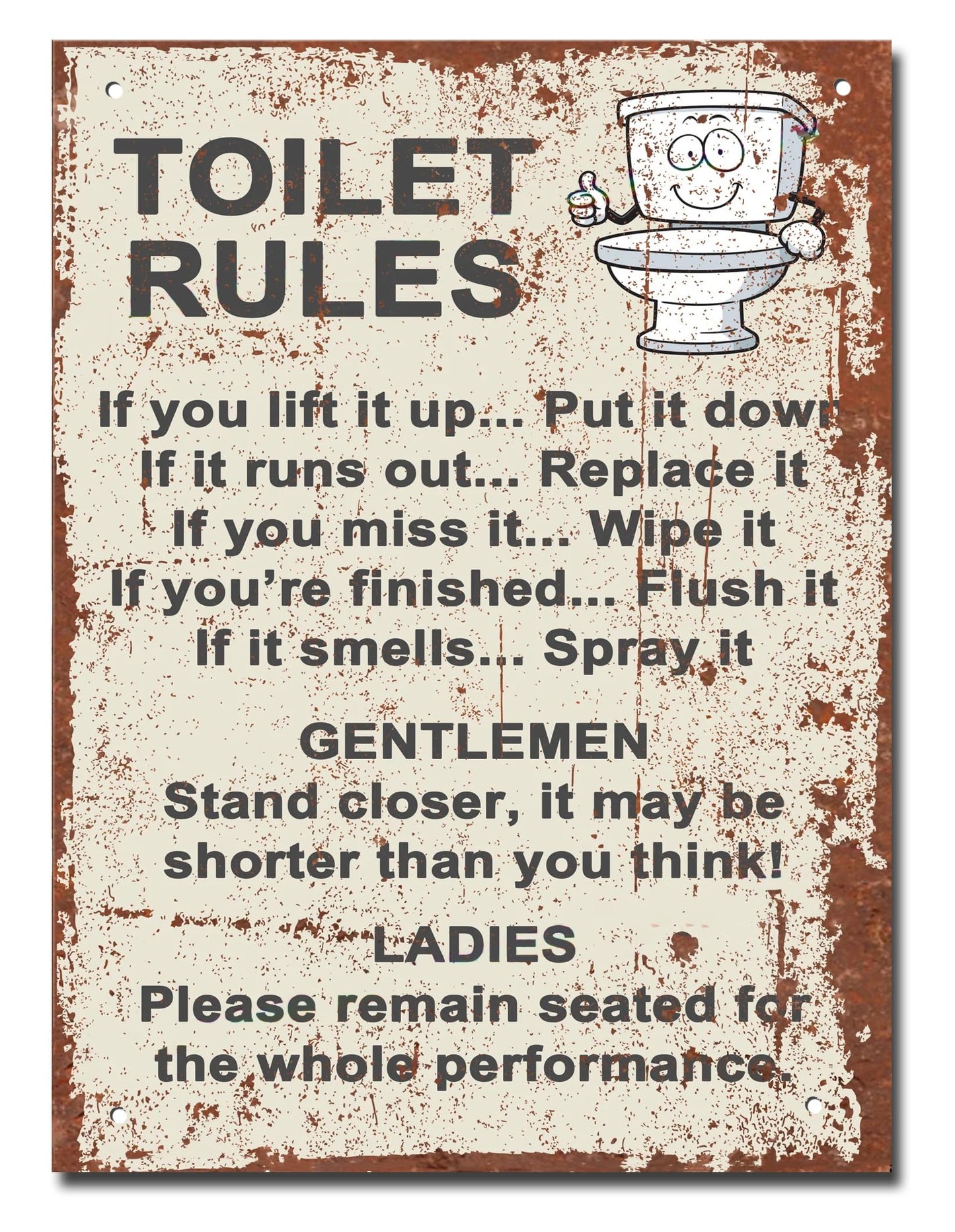 Funny Toilet Rules Sign