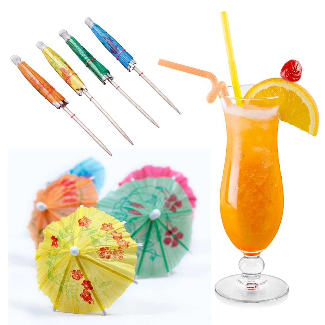 Cocktail Umbrellas for Drinks x25 Mini Drink Umbrella on Sticks Pack Tropical Cocktail or Mocktail Paper Unberellas Party Bar Accessories