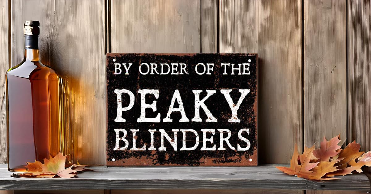Peaky Blinders Metal Wall Sign - Fixings Included - By Order of the Peaky Blinders - Rustic Plaque Gift Merchandise Merch Man Cave Signs and Accessories 20cm x 15cm Christmas Gifts for Men Picture