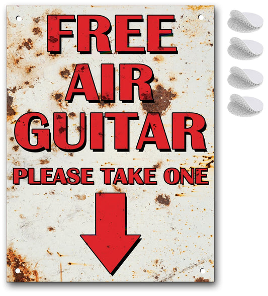 Metal Signs Bar Accessories for Home Pub or Man Cave Sign - Air Guitar Garden Bar Outdoor Funny Plaques Gifts for Men in their Mancave